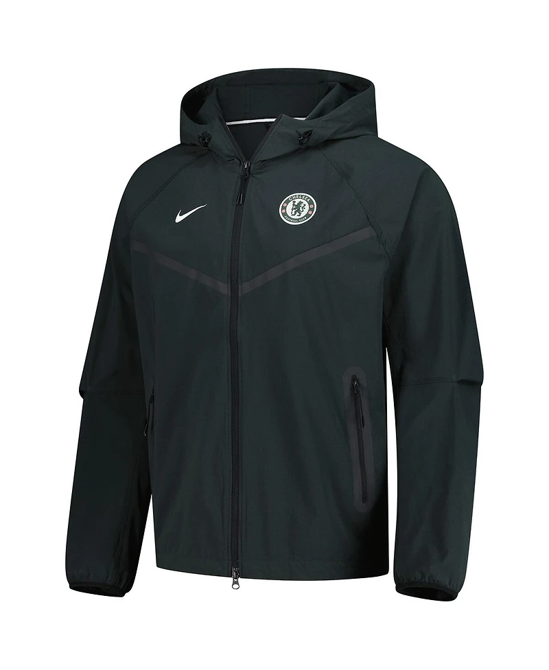 Nike Men's Dark Green Chelsea Tech Fleece Raglan Full-Zip Hoodie