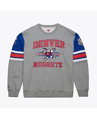 Mitchell & Ness Men's Heather Gray Denver Nuggets Hardwood Classics All Over 4.0 Pullover Sweatshirt