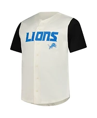 Fanatics Men's Big Tall Cream Detroit Lions Vintage Short Sleeve Button-Down T-shirt