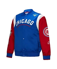 Mitchell & Ness Men's Royal/Red Chicago Cubs Cooperstown Collection Team Origins Satin Full-Snap Jacket