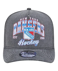 New Era Men's Charcoal New York Rangers Throwback Washed A-Frame Pre-Curved 9FIFTY Snapback Hat