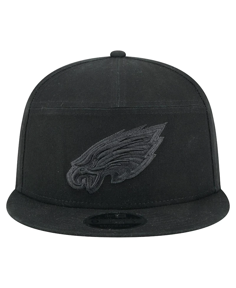 New Era Men's Black Philadelphia Eagles Adventure Canvas Split Panel 9FIFTY Snapback Hat
