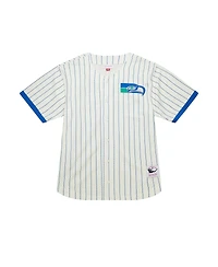 Mitchell & Ness Men's Cream Seattle Seahawks Vintage Logo Final Seconds Full-Button Mesh Top