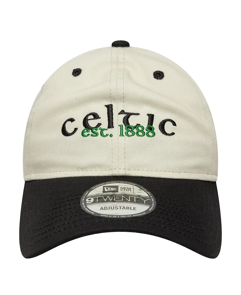 New Era Men's Light Beige/Black Celtic Contract 9TWENTY Adjustable Hat