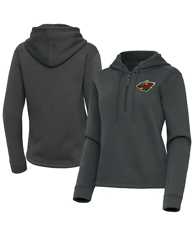 Antigua Women's Pewter Minnesota Wild Contemporary Quarter-Zip Hoodie