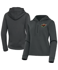 Antigua Women's Pewter Minnesota Wild Contemporary Quarter-Zip Hoodie