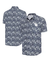 Antigua Men's Navy Cleveland Guardians Resort Button-Up Shirt