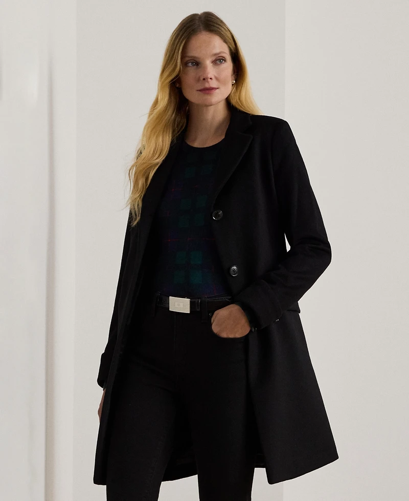 Lauren Ralph Petite Notched-Collar Walker Coat