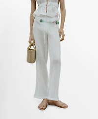 Mango Women's Bow Detail Fluid Ramie Pants