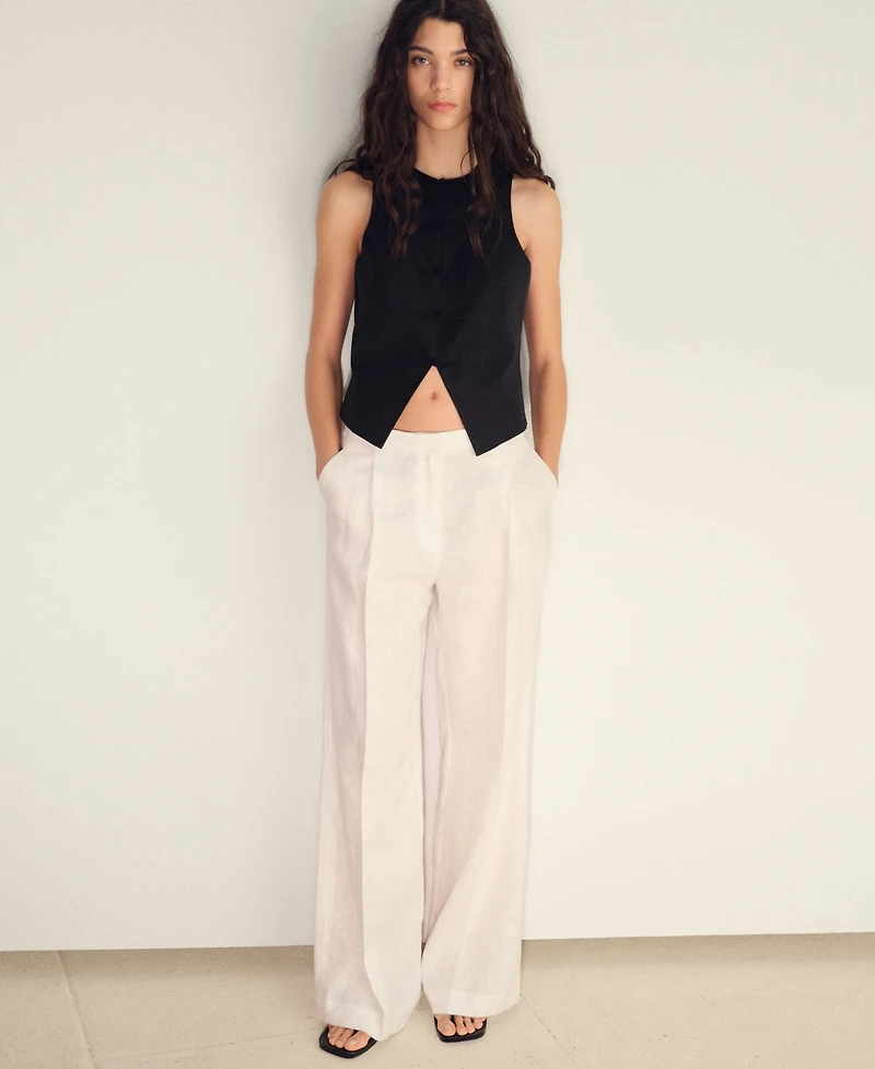 Mango Women's Linen-Blend Suit Vest