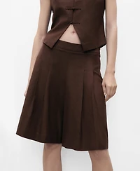 Mango Women's Linen-Blend Suit Bermuda Shorts