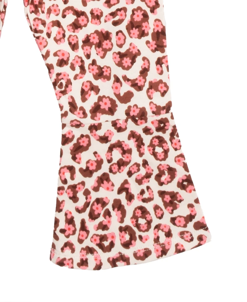 Rare Editions Baby Girls 3-Piece Ruffle Top, Leopard Flare Pants and Headband Set