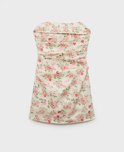 Mango Women's Strapless Floral Dress