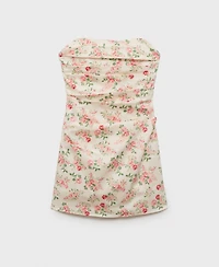 Mango Women's Strapless Floral Dress