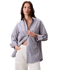 Calvin Klein Jeans Women's Striped Cotton Poplin Button-Down Shirt
