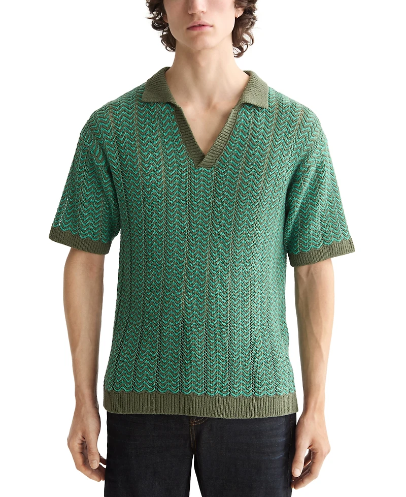 Scotch & Soda Men's Structured Knit Sweater Polo Shirt