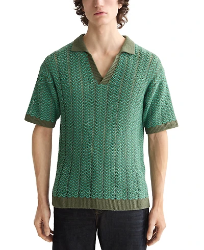 Scotch & Soda Men's Structured Knit Sweater Polo Shirt