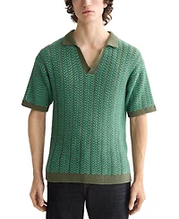 Scotch & Soda Men's Structured Knit Sweater Polo Shirt