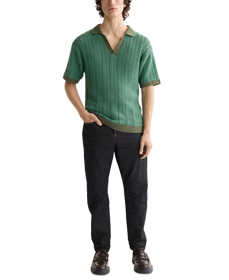 Scotch & Soda Men's Structured Knit Sweater Polo Shirt