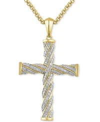 Men's Diamond Cross 22" Pendant Necklace (1/2 ct. t.w.) in 18k Gold-Plated Sterling Silver