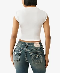 True Religion Women's Vintage Tr V Notch Rib Top