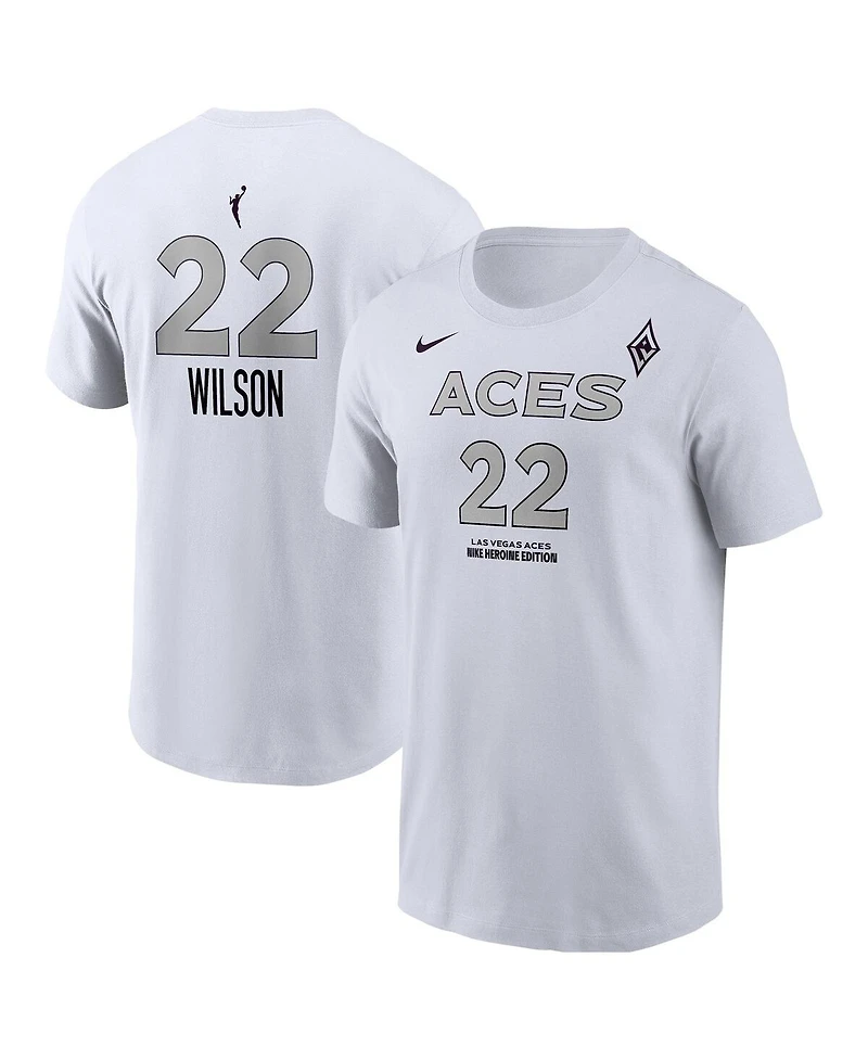 Nike Men's A'ja Wilson White Las Vegas Aces Heroine Edition Name Number T-Shirt