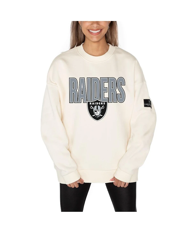 Gameday Couture Women's Cream Las Vegas Raiders Premium Fleece Drop Shoulder Pullover Sweatshirt