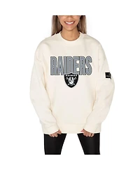 Gameday Couture Women's Cream Las Vegas Raiders Premium Fleece Drop Shoulder Pullover Sweatshirt