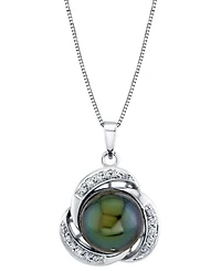 Cultured Tahitian Pearl (10mm) & Diamond (1/8 ct. t.w.) 18" Pendant Necklace in 10k White Gold