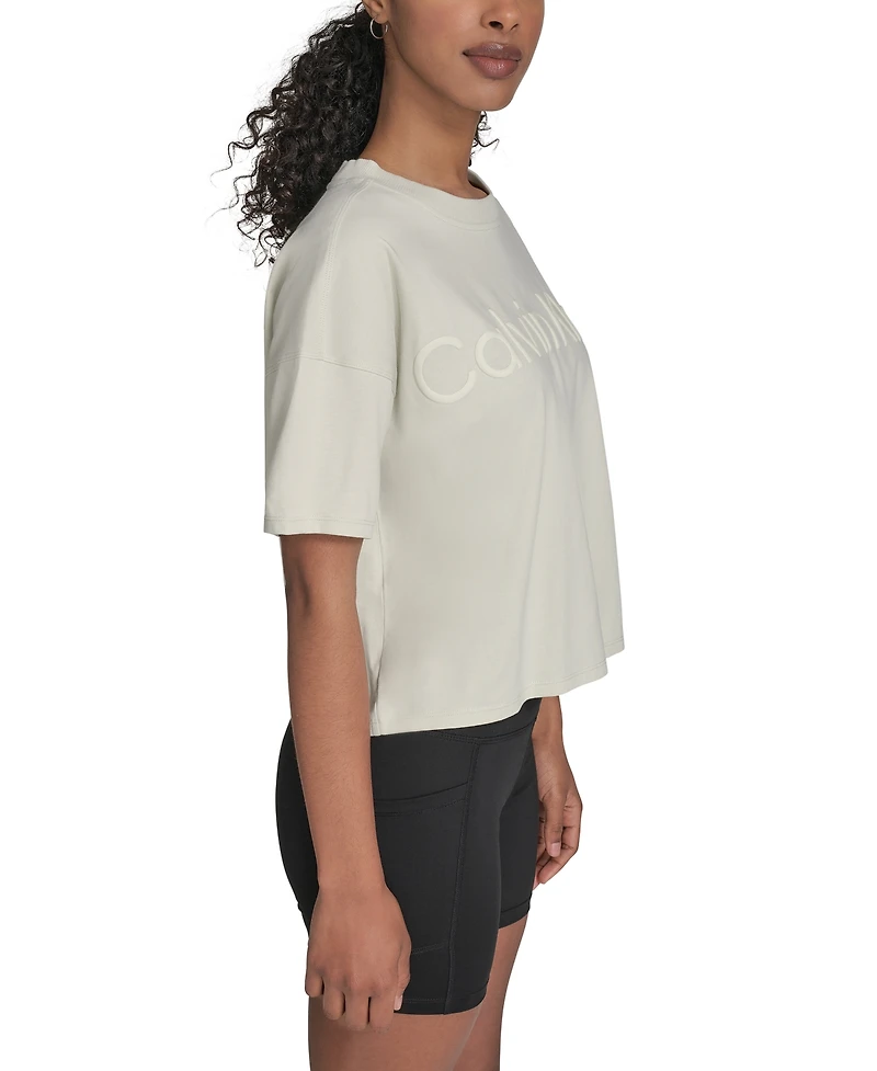 Calvin Klein Performance Women's Cotton Raised Logo Cropped T-Shirt