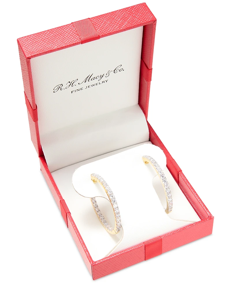 Diamond and Out Hoop Earrings (3 ct. t.w.) 14k White or Yellow Gold