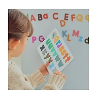 Amber Sports Hattung Magnetic Alphabet Set Extra-Thick, Multicolor Letters with Matching Flashcards