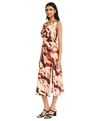 Donna Morgan Women's Sleeveless Cowlneck Midi Dress