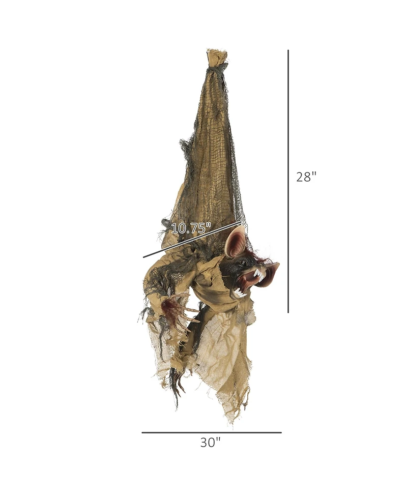 Outsunny 36" Animated Scare Prop Hanging Bat, Indoor Halloween Decorations