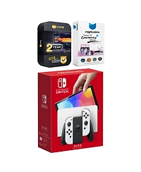 Nintendo Switch Neon Red & Blue Oled Console with MightySkins Console and Controller Skin Voucher and 2 Year Cps Extended Warranty