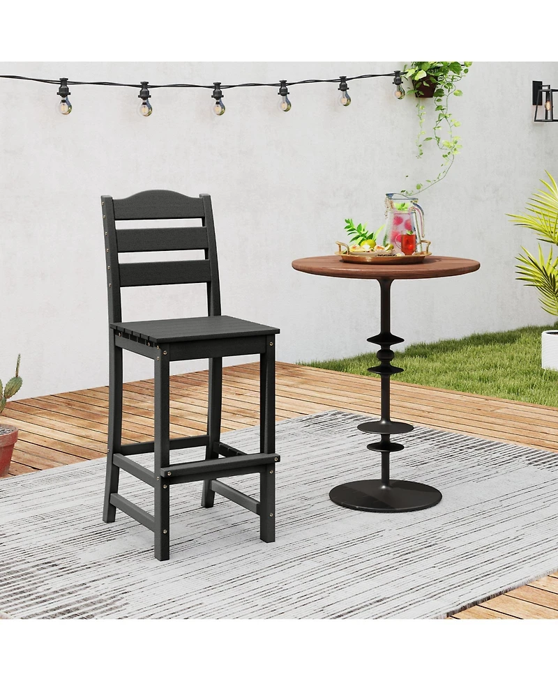 30 Inches Counter Height Hdpe Bar Stool with Backrest and Footrest-Turquoise