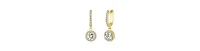 Clear Cubic Zirconia Halo Drop U-Hoop Earrings