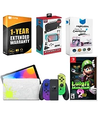 Nintendo Switch Oled Console Splatoon 3 Special Edition with Luigi s Mansion 2 Hd, Surge Accessory Gaming Kit
