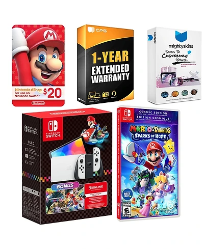 Nintendo Switch Oled Console Mario Kart 8 Bundle with Mario + Rabbids Sparks of Hope Cosmic Edition, Nintendo $20 eShop Gift Card