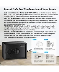 Bonsaii Safe Box with Fireproof Bag, Home Safe with Removable Shelf for Money Documents Jewelry Valuables, 0.6 Cubic Feet, 9.84"D x 13.78"W
