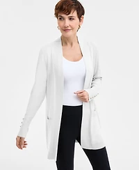 Jm Collection Women's Button-Sleeve Flyaway Cardigan Sweater