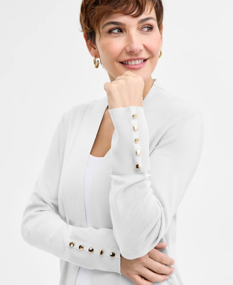 Jm Collection Women's Button-Sleeve Flyaway Cardigan Sweater