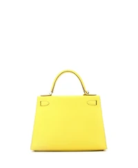 Pre-Owned Hermes Kelly 28 Handbag Yellow Epsom with Palladium Hardware