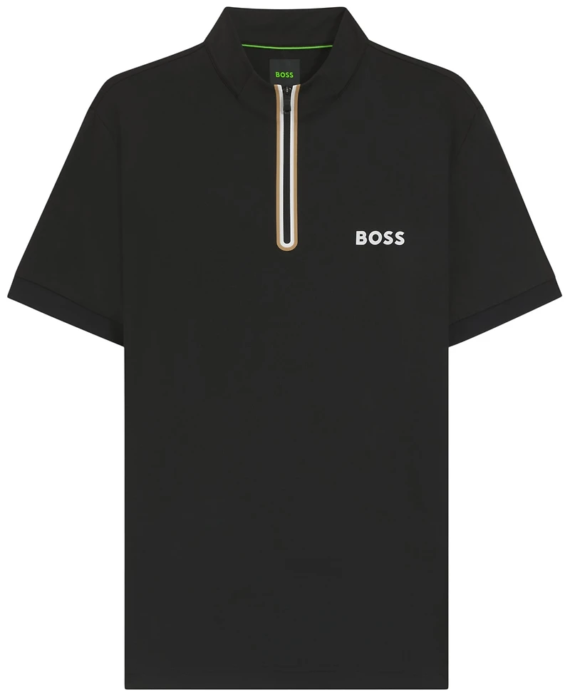 Boss by Hugo Men's Stretch-Mesh Jersey Zip-Neck T-Shirt