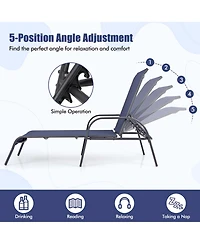 Gymax Lounge Chair Chaise Adjustable Reclining Armrest Patio