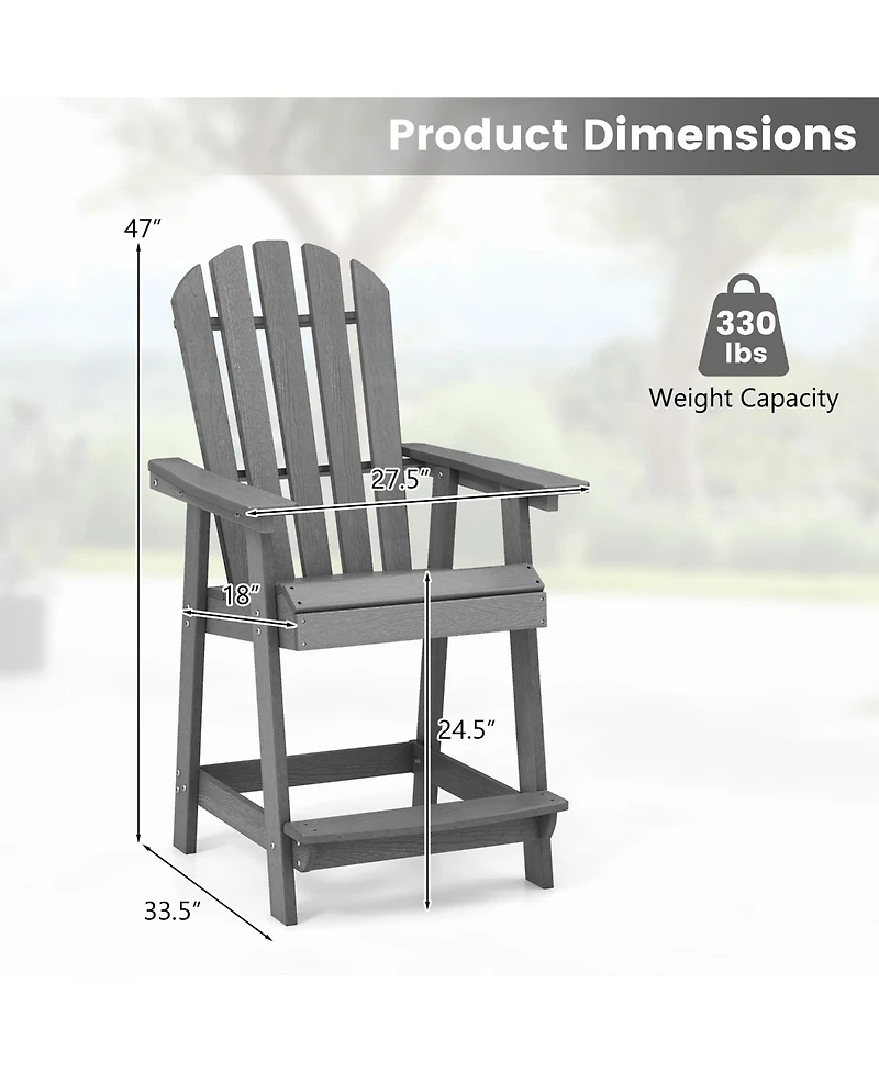 Gymax 2PCS Bar Stool Hdpe Chair w/ Armrest Footrest Home Indoor Outdoor Patio