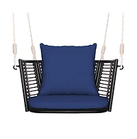 Porch Swing Patio Hanging Rattan Chair with Zippered Cushions and Rope