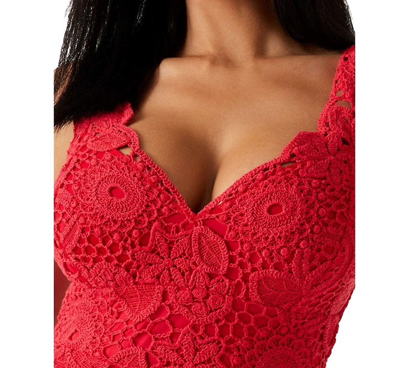 Guess Women's Rosalia Crochet Lace Sleeveless Midi Dress