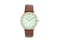 Peugeot Men's 40mm Rose-Gold Super Slim Case Leather Strap Watch