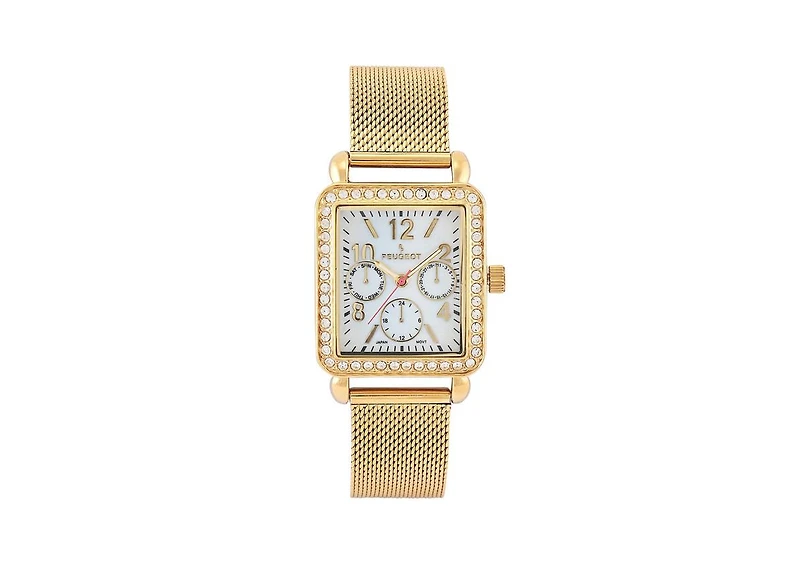 Peugeot Women's 35x30mm 14K Gold Plated Square Dress Watch
